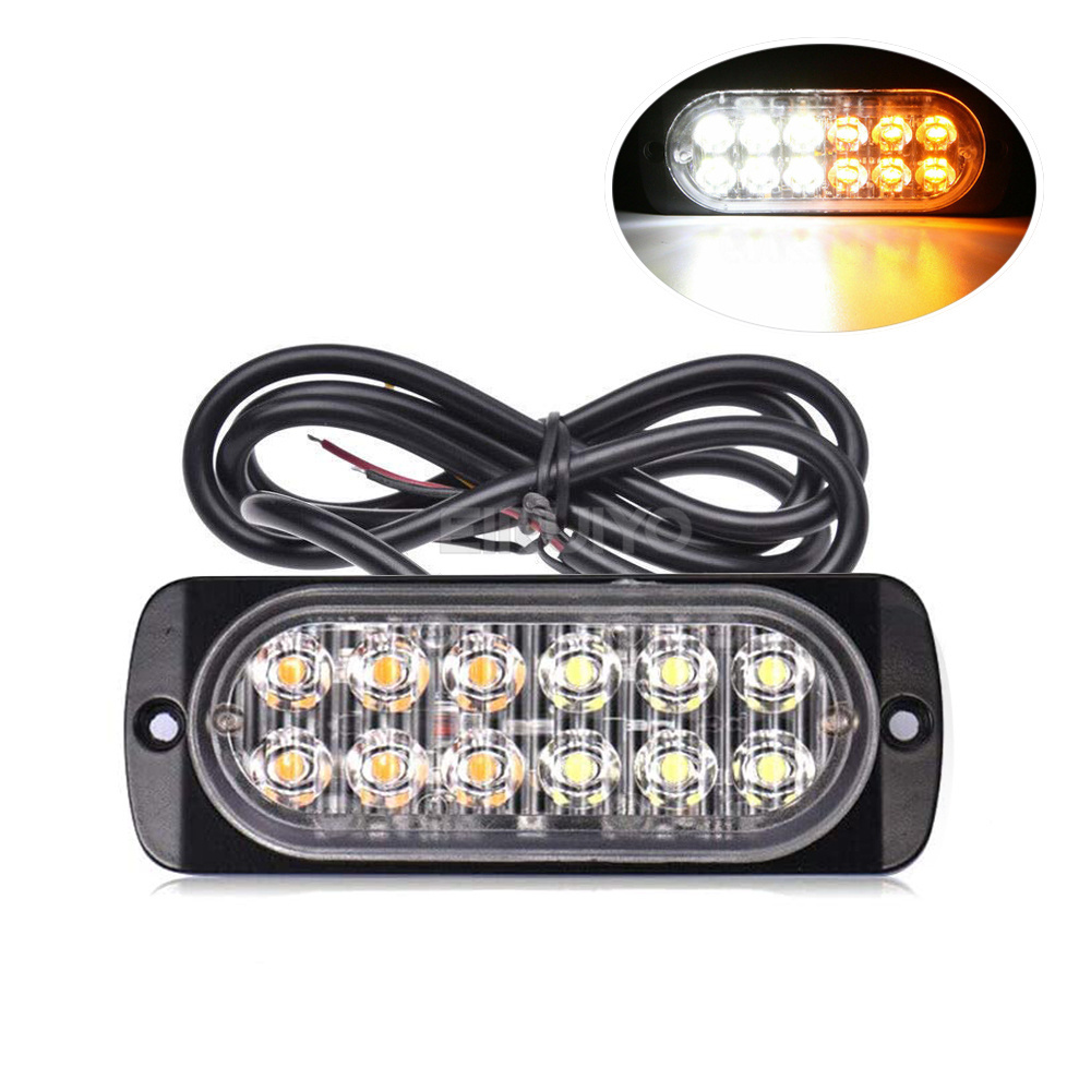 12 LED Strobe Lights Emergency Flashing Beacon Warning Light 12V 24V Stroboscopes For Auto DRL Car Truck Police Amber Red Blue: WHITE