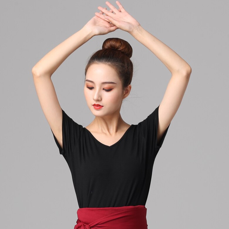 Mujeres bailando traje Flamenco vals falda de baile de salón clásica práctica de competencia vendaje de gran oscilación español faldas: Top / S