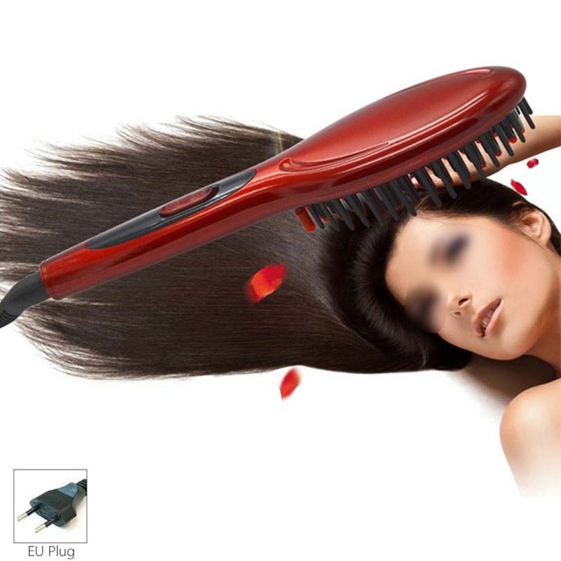 Digital elektrisk rettetang børste kam utfiltring rettetang hårbørste eu plugg