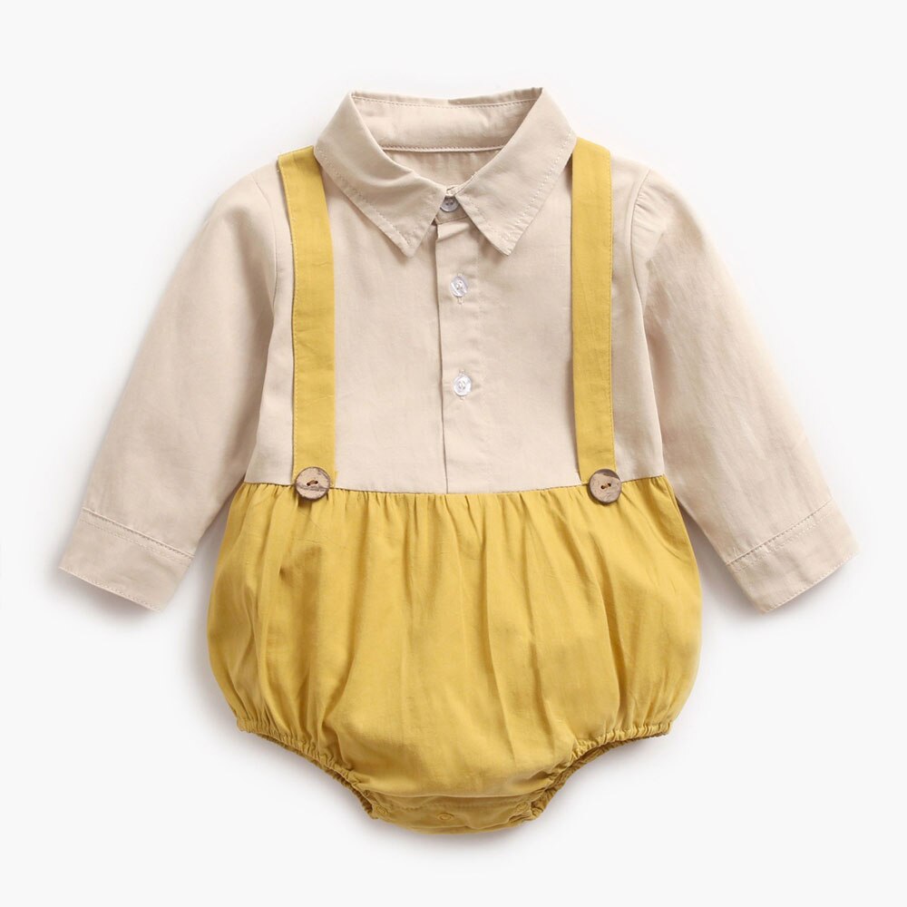 Pasgeboren Baby Jongens Lange Mouwen Romper 2022 Lente Herfst Baby Voorste Knoppen Mode Bodysuits Baby Jumpsuits Playsuit: YT2201009yellow / 12-18M