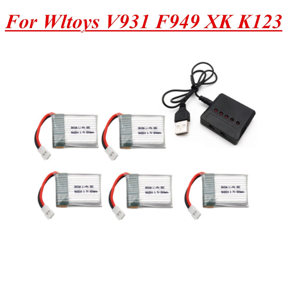 3.7V 500mAh 902530 25C LiPo Battery For Wltoys V931 F949 XK K123 6Ch RC Helicopter Spare parts 1s 3.7v Battery