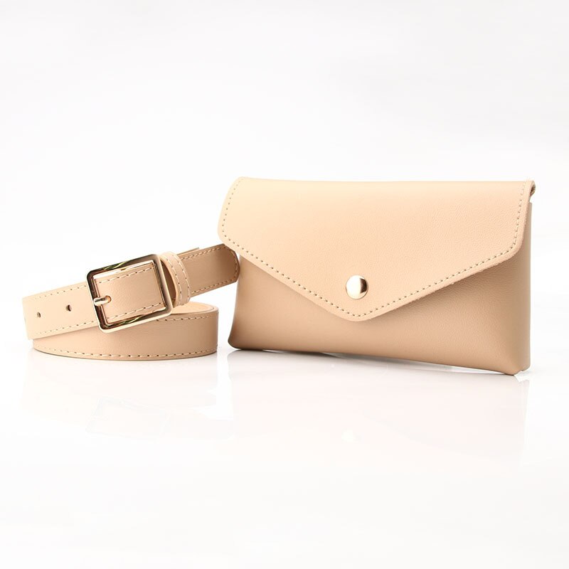 BQ-Bolso pequeño de cuero a la para mujer y niña, Mini bandolera, cinturón: Caqui