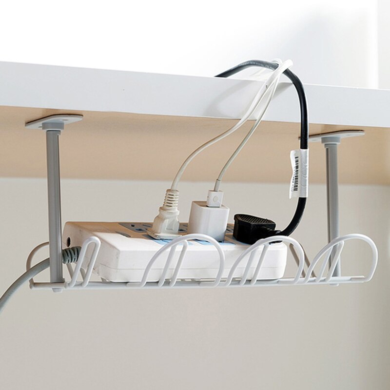 Hanging Wire Storage Rack Cable Management Tray Wire Cord Power Strip Adapter Organizer Shelf Storage Basket Holder Under Desk