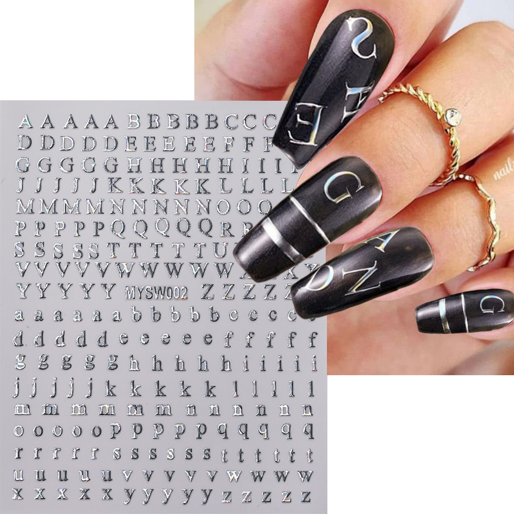 Calcomanías adhesivas con letras en inglés doradas y plateadas, pegatinas 3D metálicas con 26 alfabeto para decoración de uñas, deslizadores de manicura con letras 3D, 1 ud.: Rojo