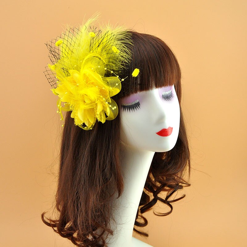 Mode Mesh Fascinators Hoed Vrouwen Wedding Cocktail Thee Party Solid Bloem Veer Tovenaar Hoofddeksels Bruids Haaraccessoires