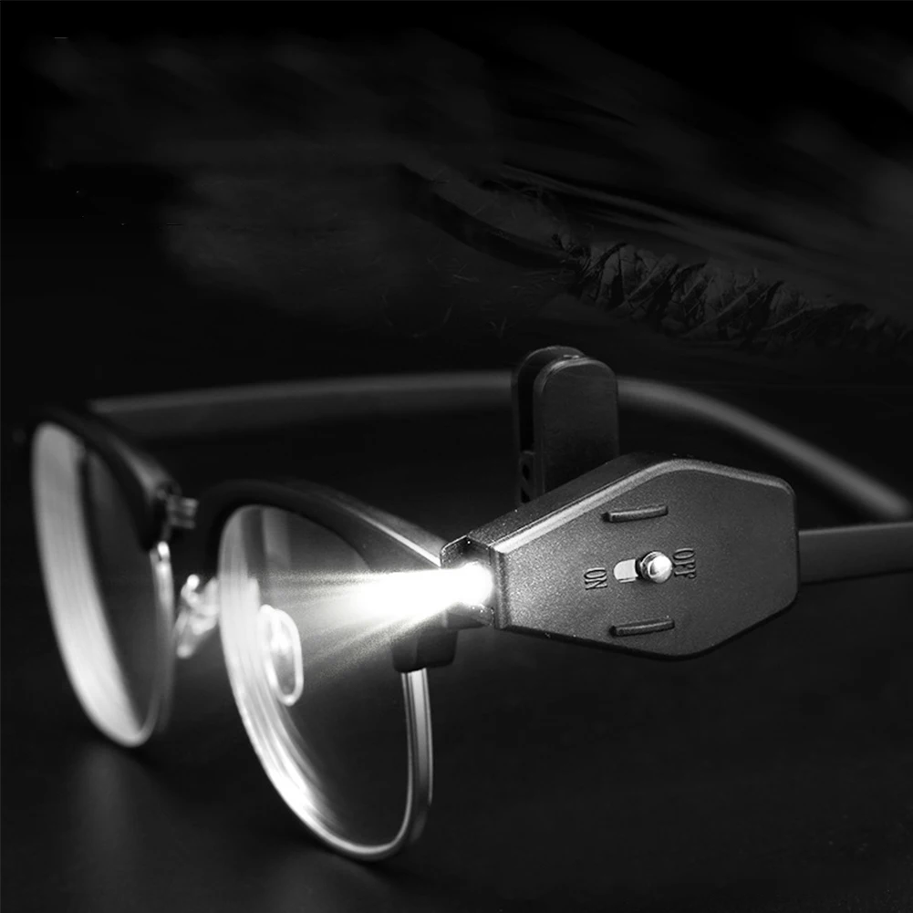 Linterna para gafas, lámpara de lectura, Clip para gafas, linterna, lámpara Universal ajustable para gafas, luces de lectura flexibles para libros