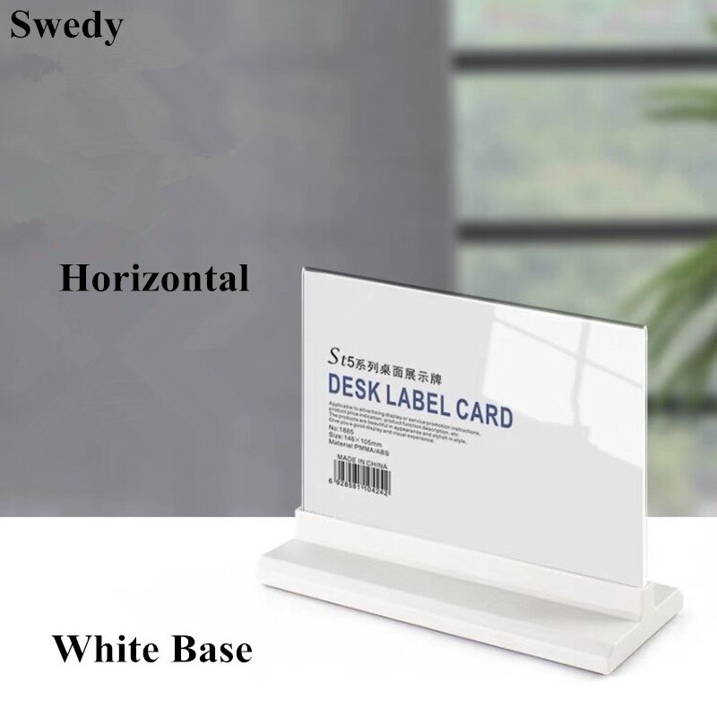 A5 148X210MM Double-Sided Desktop Acrylic Sign Holder Plastic Display Stand Restaurant Table Menu Card Flyer Holder Poster Frame: A5 White Horizontal