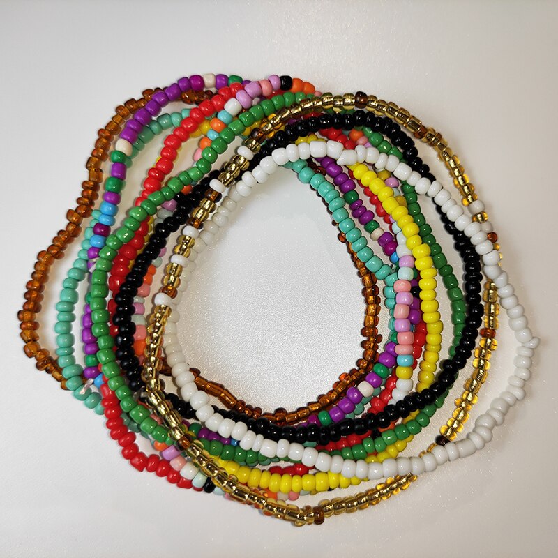 Donarsei 10 Stks/set Willekeurige Kleur Handgemaakte Kralen Enkelband Voor Vrouwen Verstelbare Kleurrijke Enkelband Armband Op De Been Voet Sieraden
