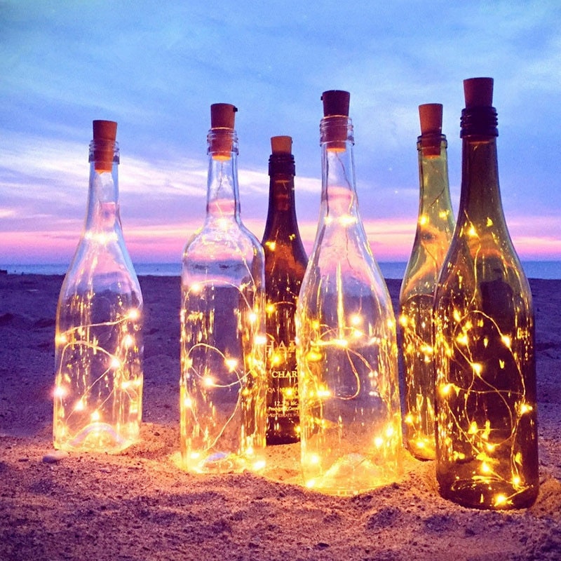 Tira de luces de 1 M10 LEDs con tapón para botellas de vino, decoración en forma de corcho de luces de hadas para Bar, luces de navideñas y festivas