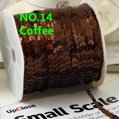 100 Yards 6mm Platte Ronde Pailletten Lint Naaien onTrim, Spangle Pailetten Strings in Roll Voor Ambachten, Vrouwen Doek Accessoires: Coffee