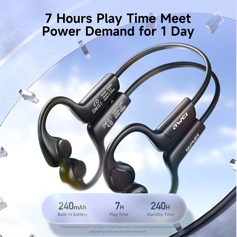 Awei A886BL fone de ouvido sem fio bluetooth de condução de ar fone de ouvido bluetooth 5.2 fones de ouvido bluetooth HIFI esportes estéreo fones de ouvido pendurados de ouvido para correr