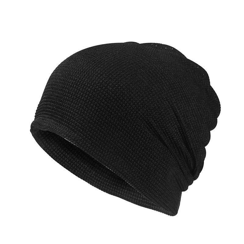 Sommer pustende turban lue kul strømpe hule hatter for kvinner menn skullies beanies panser bagyy cap maske skjerf 2 in 1 hatter: Svart