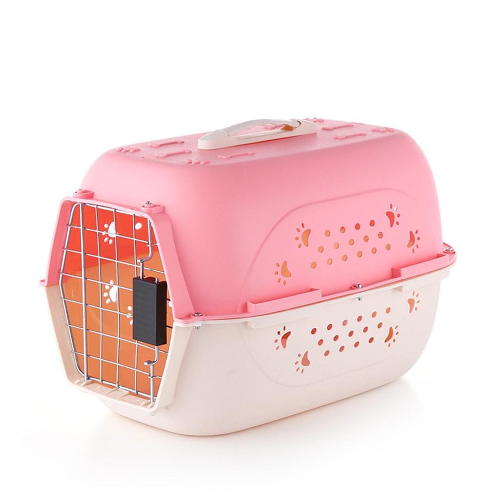 Carrier for Dogs Travel Pet Crate Portable Dog Cage Air transport Box Cage for Cat Breathable Outing Travel Luggage: pink
