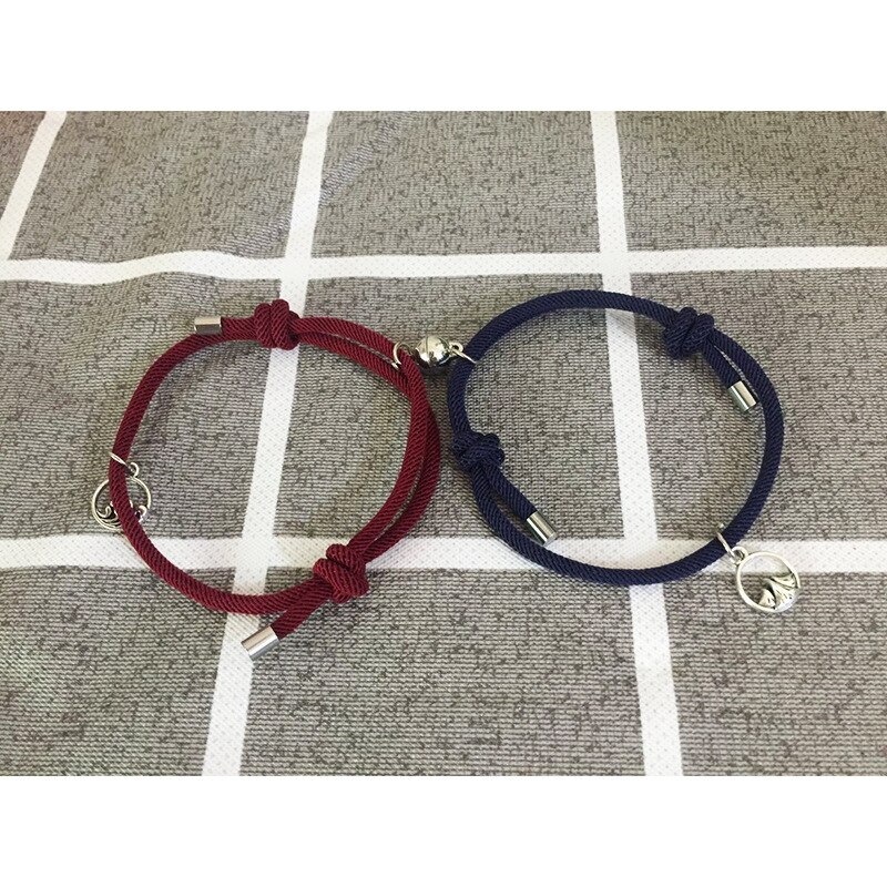 2 pçs \ conjunto novo aço inoxidável casal pulseira um par de ímã bola mão masculino e feminino presente amizade encantos corda jóias: 8