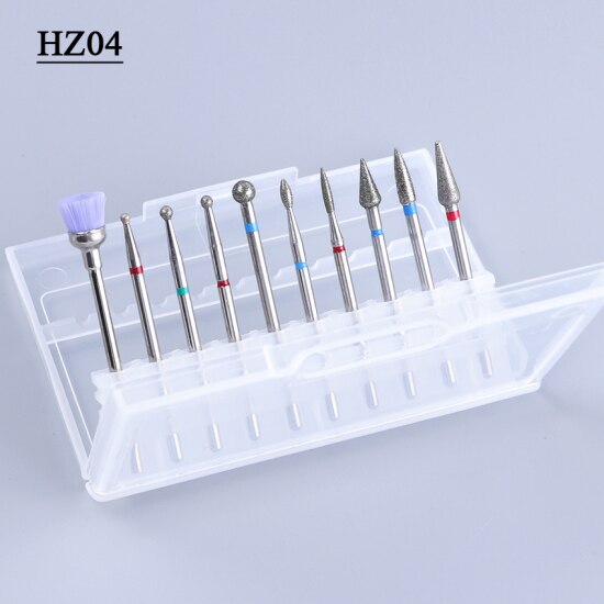 Nail Drill Bits Set Box Cuticle Elektrische Manicure Pedicure Diamant Keramische Borstel Bestand Freesmachine Accessoires Tool TRHZ01-04: HZ04