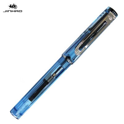 JINHAO 599 fountain Pen School Office supplies man women luxury brand writing pens business pen with 5pcs ink sac: Transparent blue