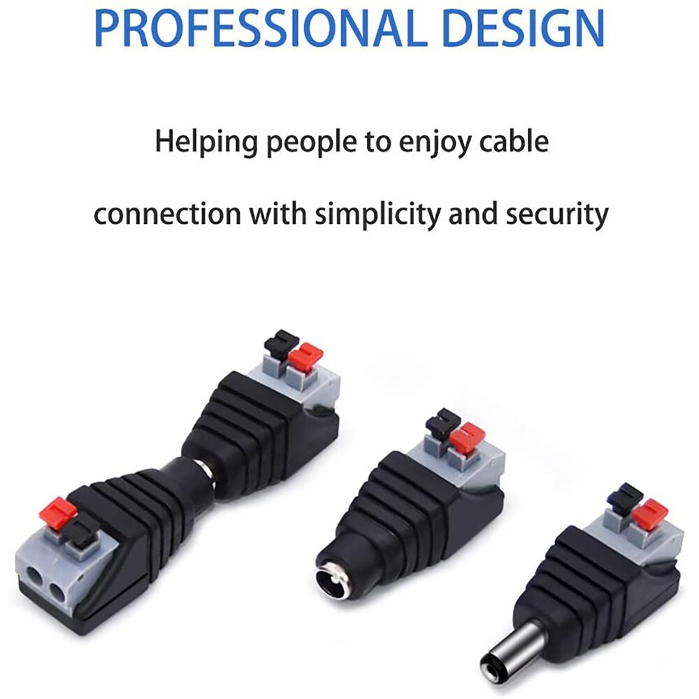 BNC Portfolio DC Male + Female Connector Plug securer cable connection Push-on DC power with switch adapter for cctv camera