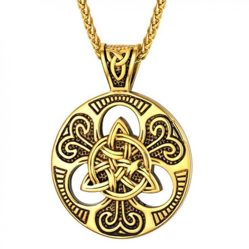 Men's necklace retro nordic viking celtic knot symbol pendant punk locomotive jewelry