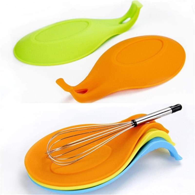 Kitchen Accessories Heat Resistant Silicone Spoon Rest Holder Drink Glass Coaster Tray Spoon Pad Eat Mat Kitchen Utensils Tools