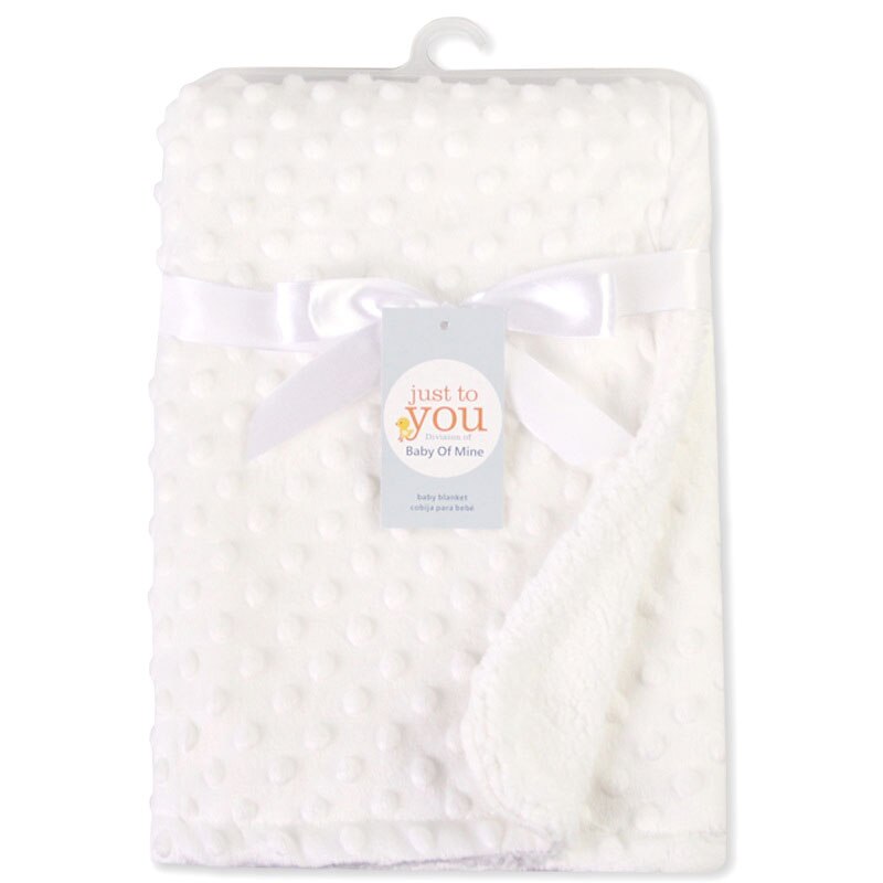 Baby tæppe & indpakning af nyfødt termisk blødt fleece tæppe massivt sengetøjssæt bomuldstæppe: Elfenben