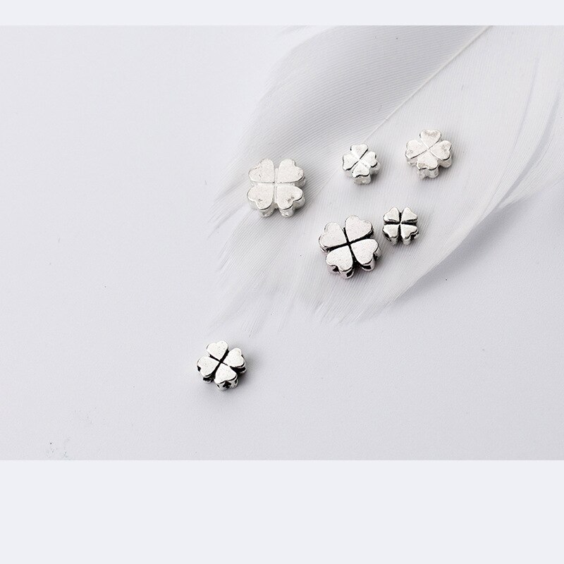 925 prata esterlina bonito trevo espaçador grânulos 5mm 6mm 8mm decoração artesanato prata charme contas diy jóias fazendo pulseiras