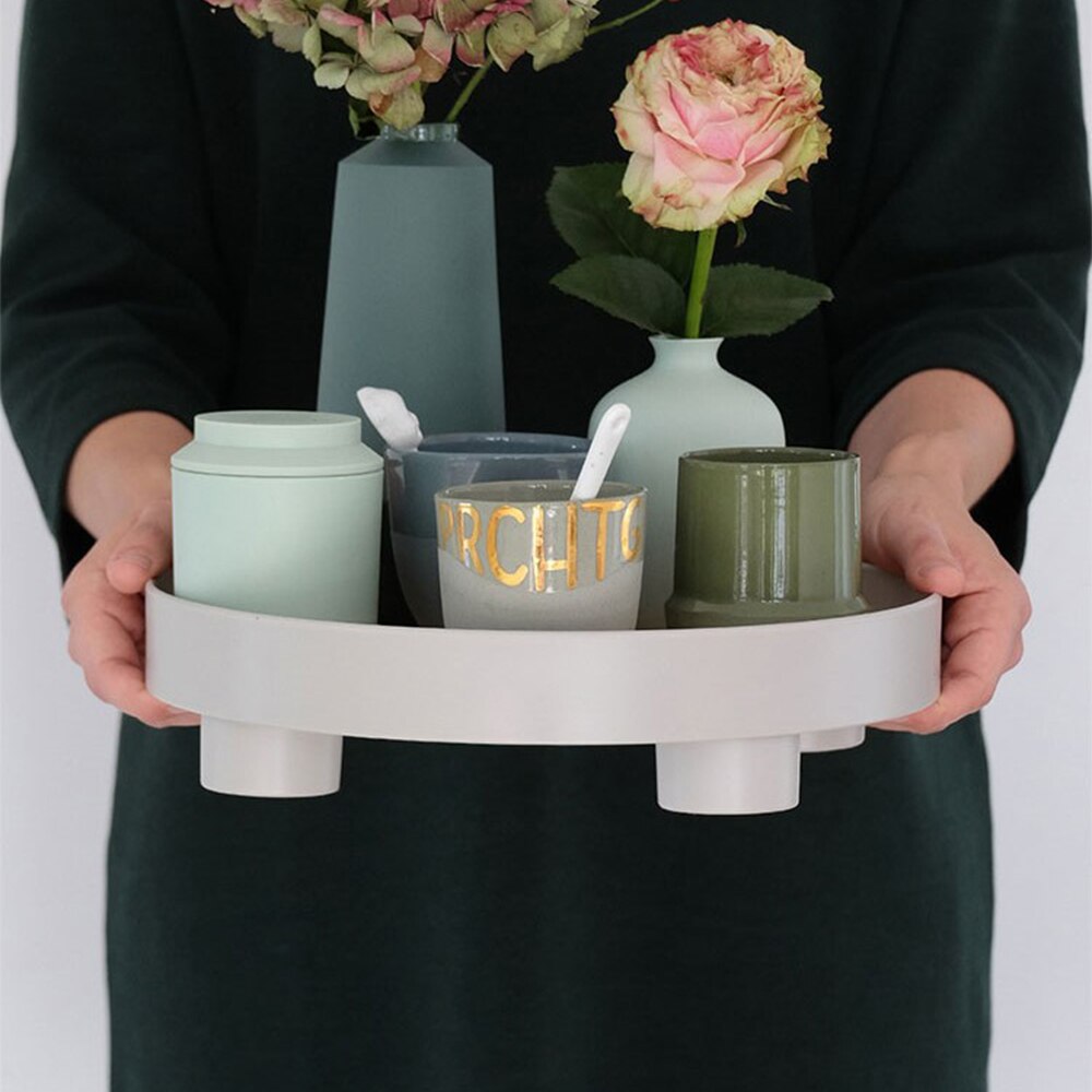 Noordse plastic ronde opberglade voor servies, witte ringenlade, decoratieve sieraden, bureau, bruiloft, keuken, organizerlade