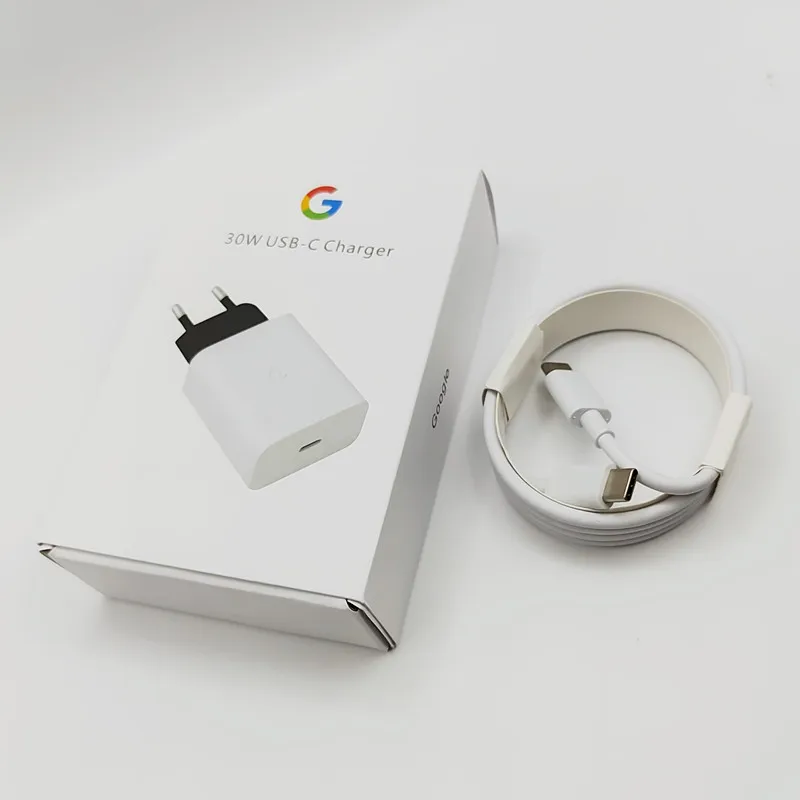 Cargador USB-C rápido PD de 30W para Google Pixel 9A 8A 7A 6A 5 Adaptador de carga de pared Compatible con dispositivos USB-C Cable USB C a C de 1M: KR