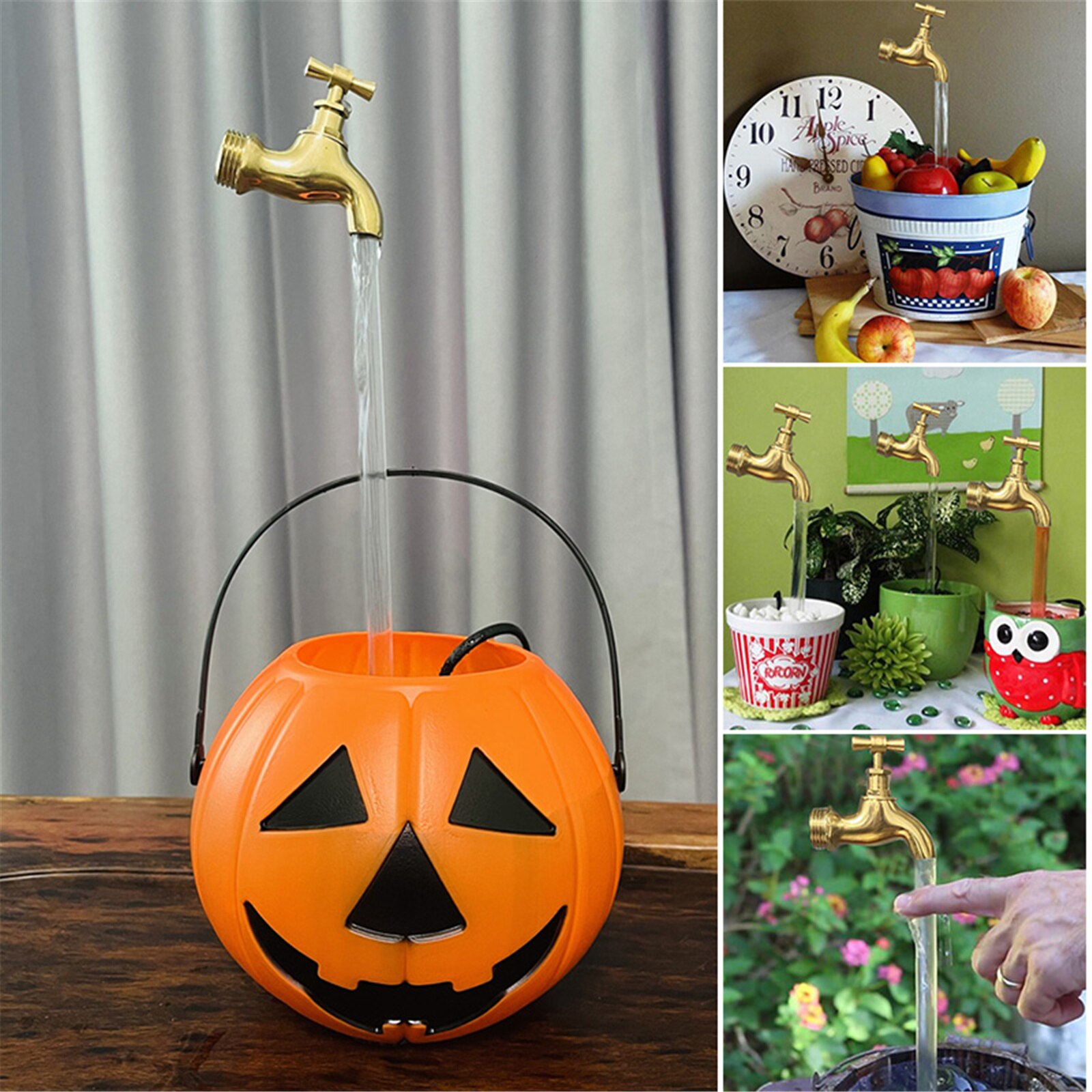 Invisible Flowing Spout Watering Can Fountain Yard Art Decor Magic Tap Running Water USB C1