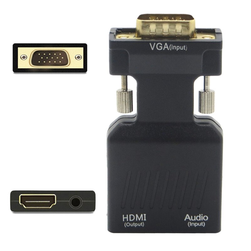VGA macho a HDMI hembra con Adaptador de Audio, compatible con señal 1080P, transmisor y receptor Bluetooth, USB inalámbrico