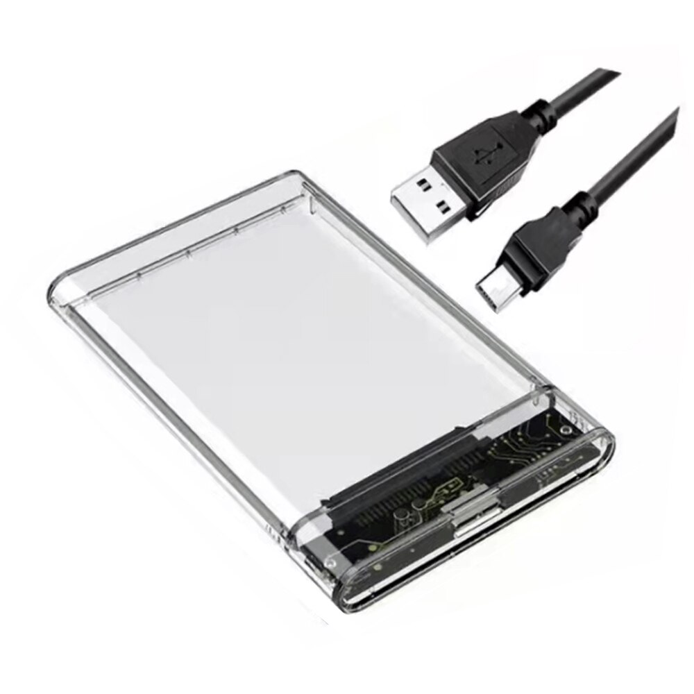 Usb 3.0/2.0 2.5Inch Hdd Ssd Case Sata Externe Behuizing Opslag Harde Schijf Mobiele Harddisk Box Otg ondersteuning 8Tb Draagbare: USB 2.0 transparent
