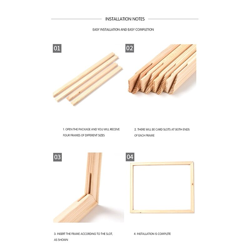 3X 40X50 cm Wooden Frame DIY Picture Frames Art Suitable for Home Decor Painting Digital Diamond Drawing Paintings