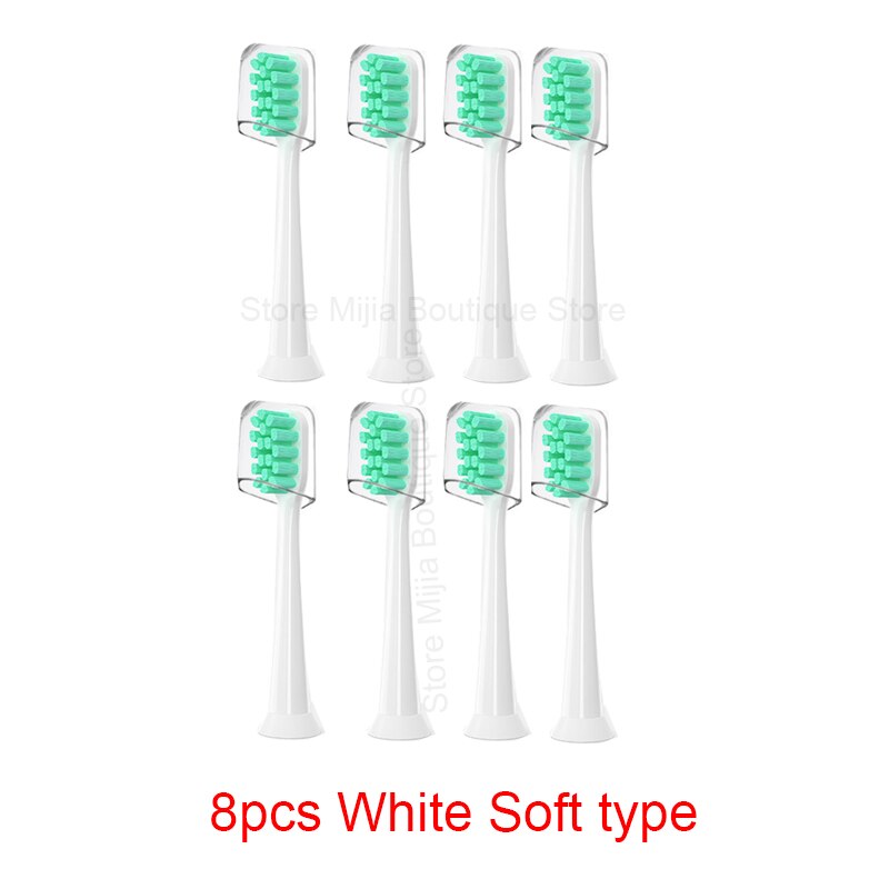 Dla Xiaomi Mijia T300 / 500 / SOOCAS elektryczna główka szczoteczki do zębów uniwersalne końcówki do szczoteczki do wybielania 3D: 8pcs White Soft type
