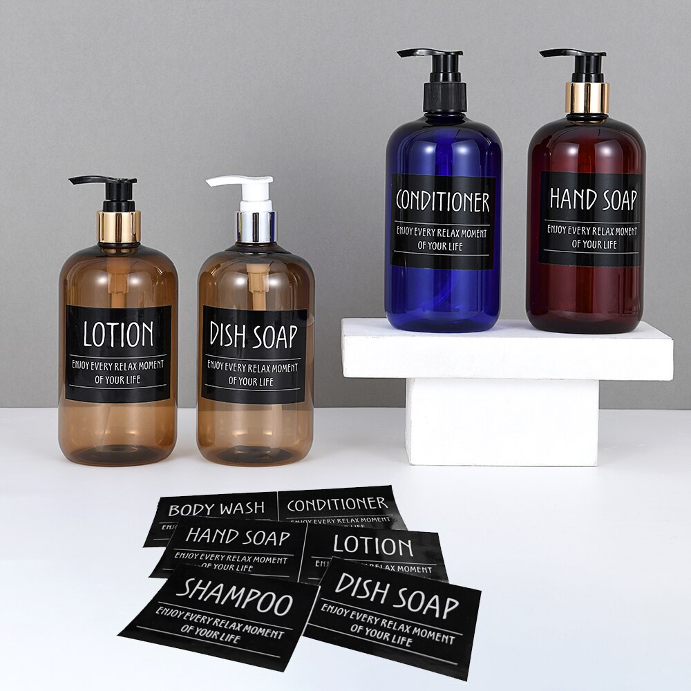 6 stk etiketter klistermærker til sæbedispenser flasker lotion shampoo balsam fortrykte klistermærker køkken badeværelse etiketter