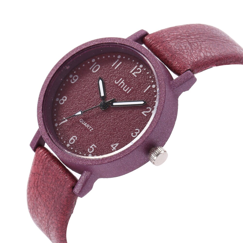 Dameshorloges minimalisme armbandhorloge vrouw relogio leer strass analoog quartzhorloge damesklok montre femme: Rood