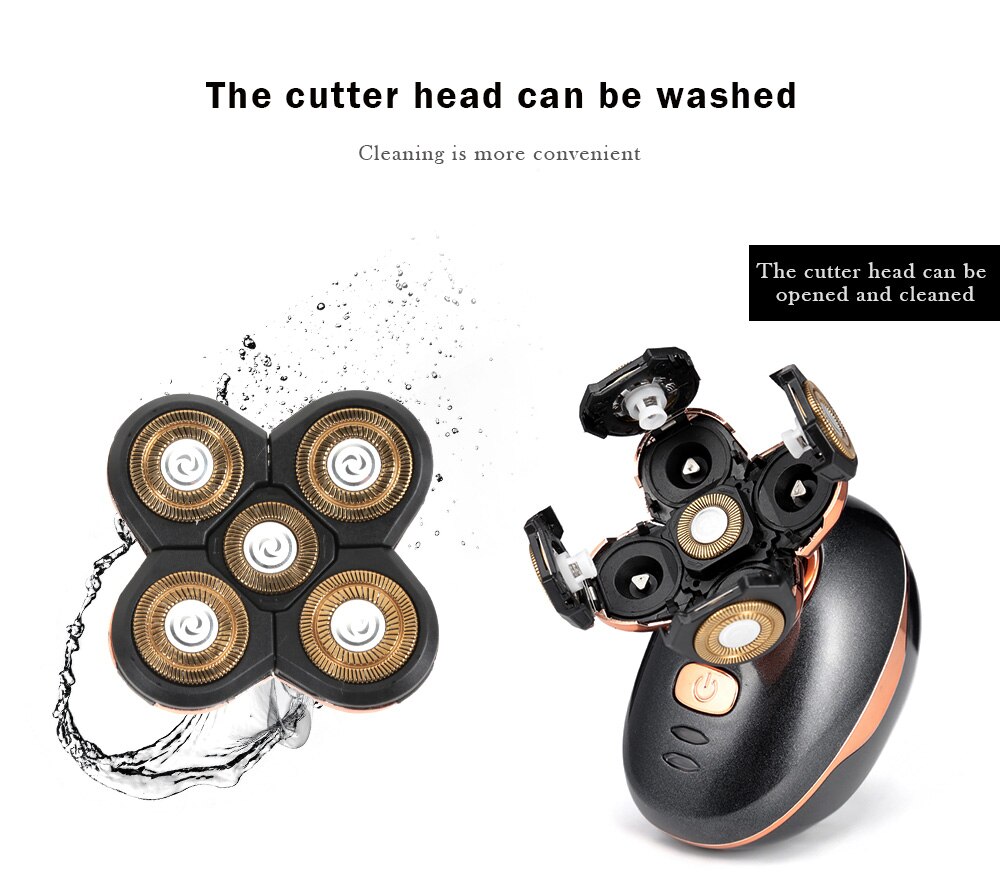 Genopladelig elektrisk barbermaskine  rq5588 roterende fem-blad elektrisk barbermaskine til mænd hårtrimmer flydende vaskbar