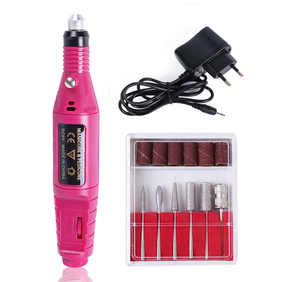 Pulidora eléctrica de uñas, 20000rpm, pluma, fresas para manicura, lima de uñas, herramientas de pulido, LYHBS-011P de pedicura: EU