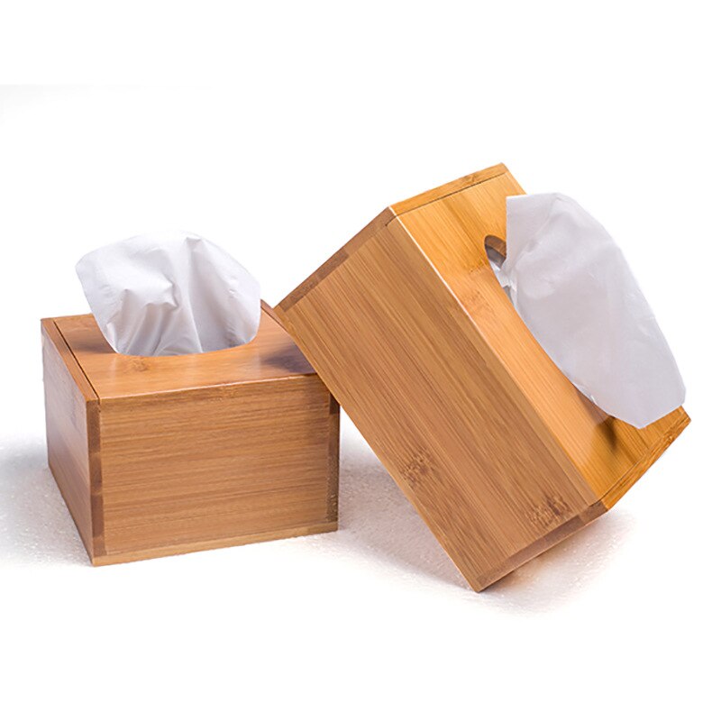 Bamboo Tissue Box Holder Storage Wood Paper Box Dining table Wooden Napkin Holder Tissue Case Canister Organizer Home Decoration