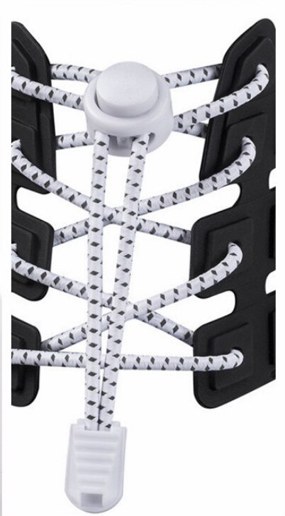 Nyeste uden binde snørebånd elastisk lås sko snørebånd løb jogging lærred sneakers trainer: Hvid