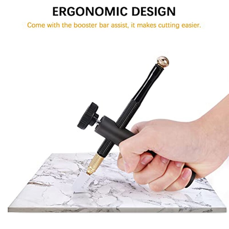 Glass Cutter Kit With Booster Bar Assist, 2-6,6-12,12-20 Mm Glass Cutter Head With Flat Glass Pliers For Cutting Mirror