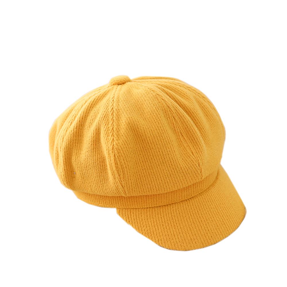 Boina con visera de otoño-invierno para niños y niñas, gorra con visera, gorra con visera, tapa panadera, sombreros octogonales de pintor: Yellow