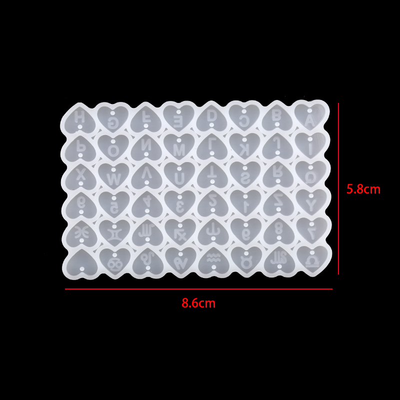 Moldes cuadrados de silicona con forma de corazón, letras y números, dijes, colgante, resina epoxi, molde de cuentas del alfabeto para pulsera DIY, suministros para fabricación de joyas: Rojo