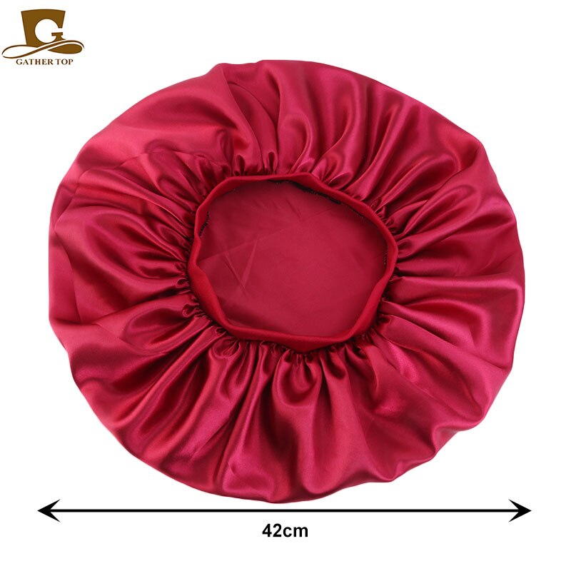 Durags og motorhjelmer 2 stk / sæt mænd lang hale silkeblød durag 42cm ekstra stor motorhjelm til par behagelig sovehætte