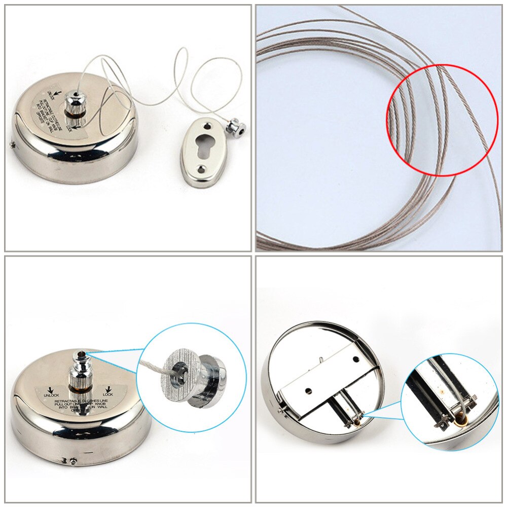 Retractable 304 Stainless Steel Clothesline Dryer Laundry Clothes Line Washing Drying Rope Rack Indoor Outdoor