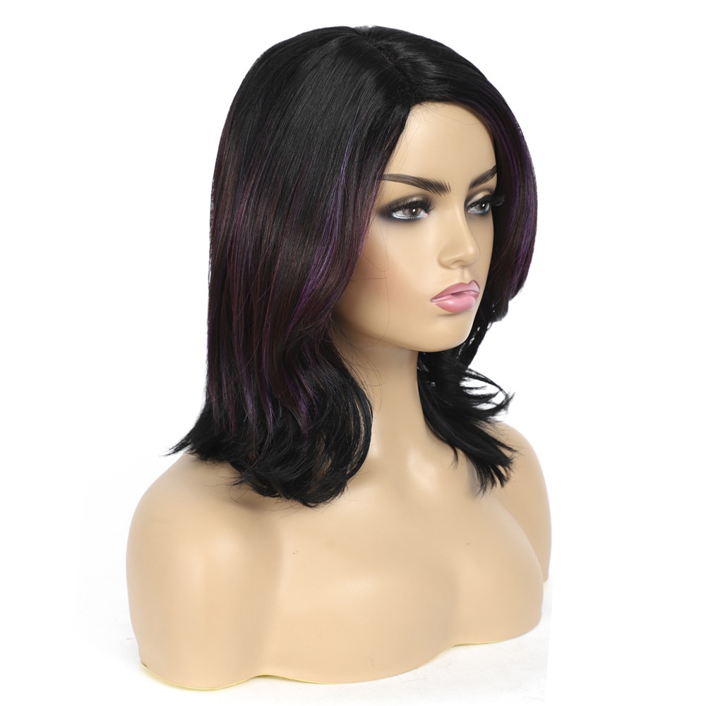 Brown Color Synthetic Hair Wigs With Bangs Side Part X-TRESS High Temperature Fiber Glueless Hairpiece Straight Women Short Wig