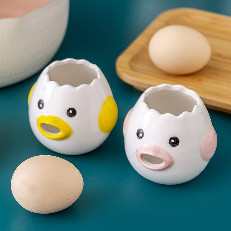 Egg White Yolk Separator Cute Cartoon Style Ceramic Chick Strainer Egg Kitchen Tool Baking Accessories Egg Rack