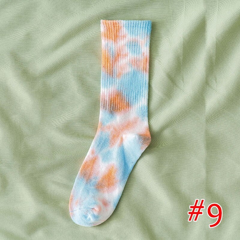 men and women socks cotton Colorful Psychedelic Graffiti Tie dyeing funny Skateboard cute Harajuku Hiphop tube socks: M210637Q
