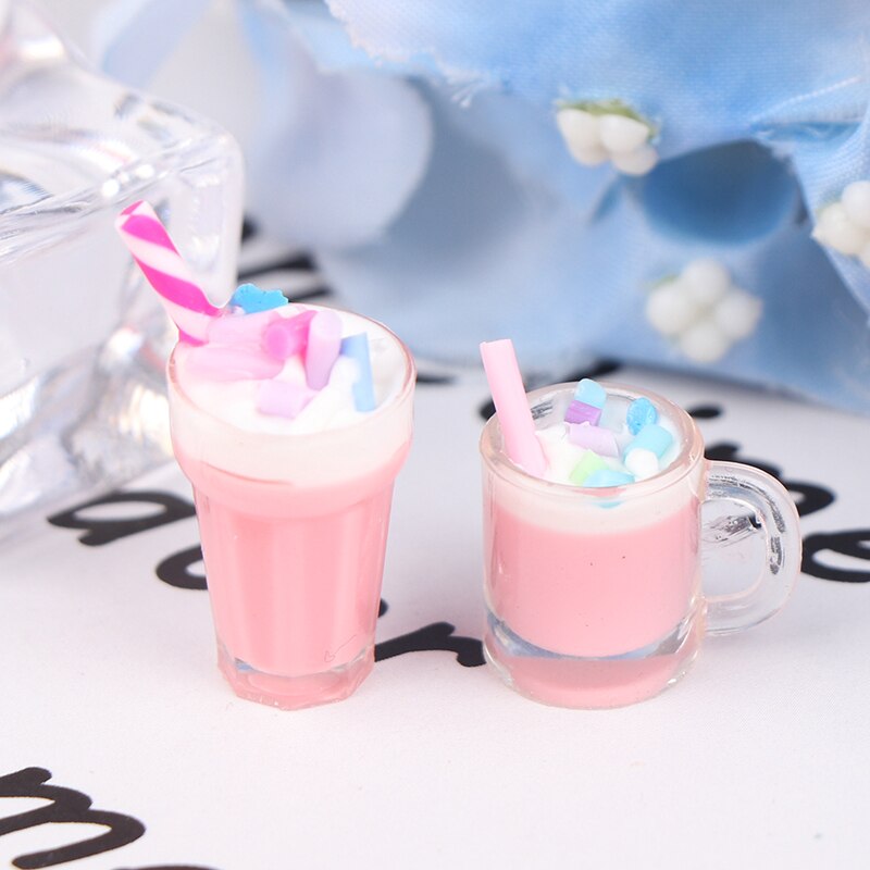 1:12 Dollhouse Miniatuur Scène Model Drinken Pretend Play Simulatie Aardbei Milkshake Poppenhuis Accessoires Kids Speelgoed