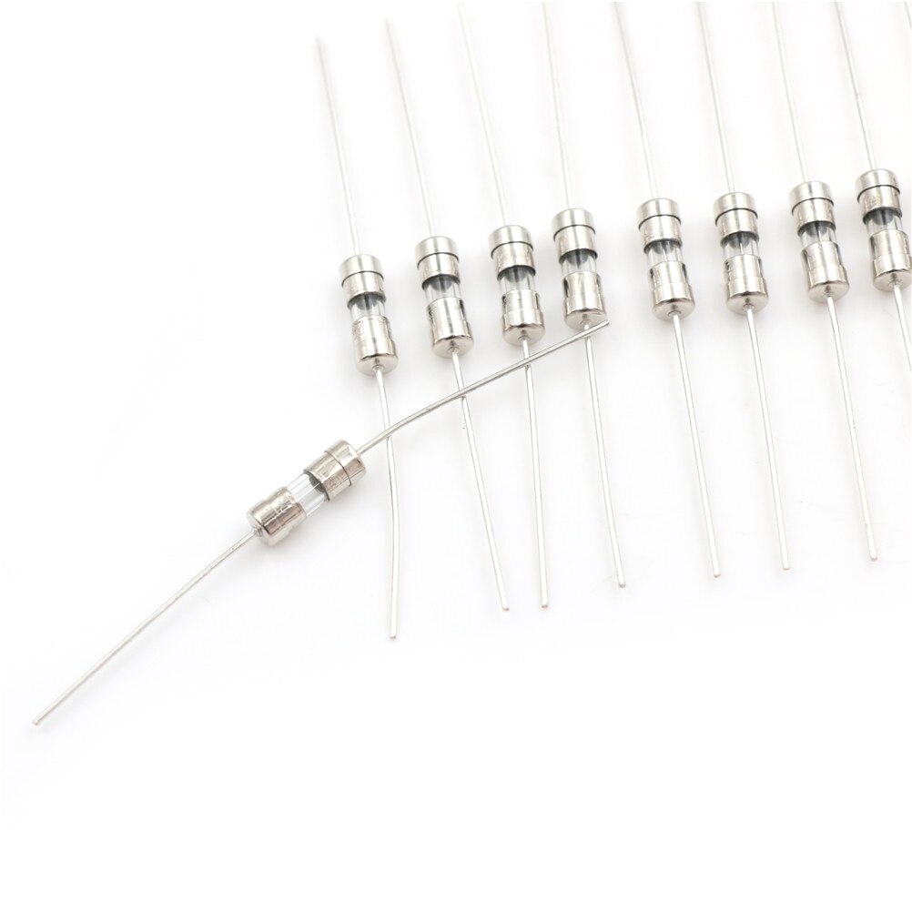 10 teile/los 1A/1.5A/2A/3A/5A 250V Doppel eisen kappe Axial Langsam Glas sicherung mit blei draht Mix Set 3,6*10mm