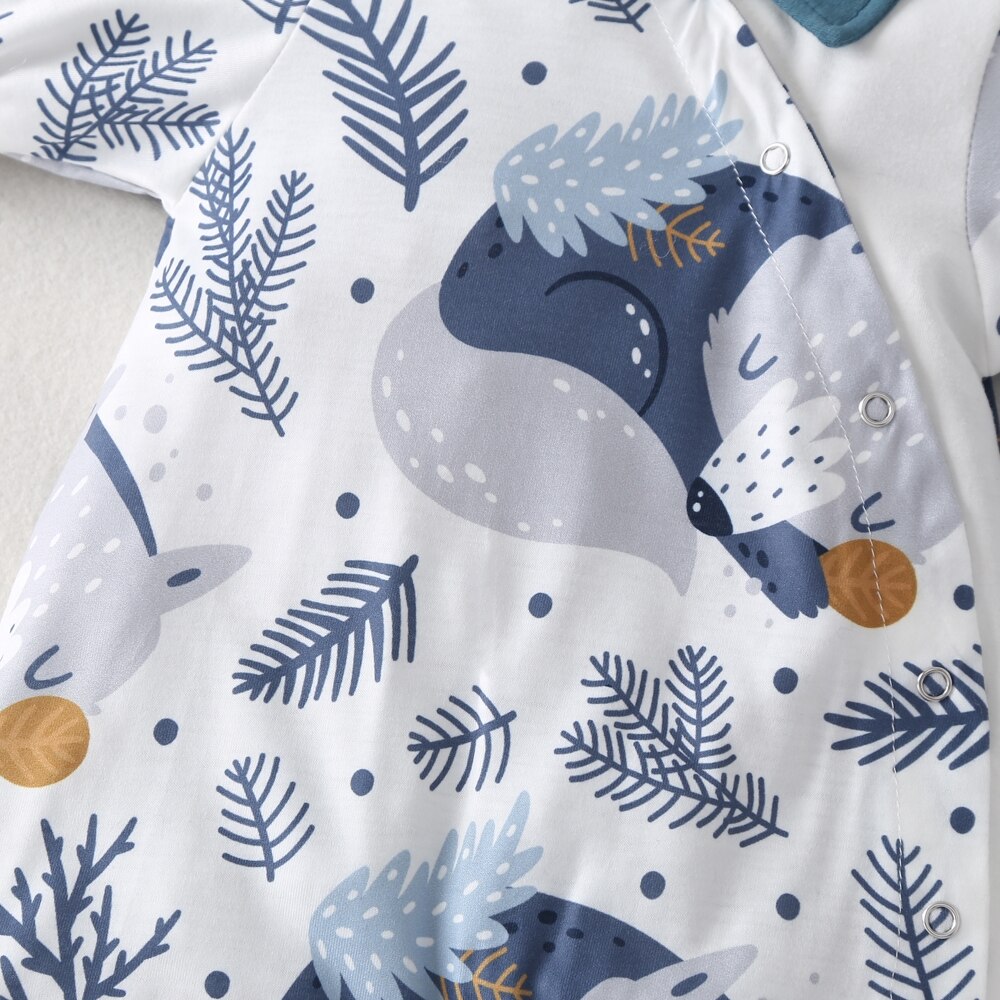 Nyfödda babykläder pojkar klumpar söta träd varg tryckt långärmad vinter bomull barn jumpsuit lekdräkt outfits kläder