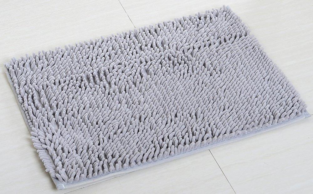 40*60 CM tapis de salle de bain Chenille tapis de bain antidérapants tapis de sol en microfibre absorbant l'eau rapide: Gris clair